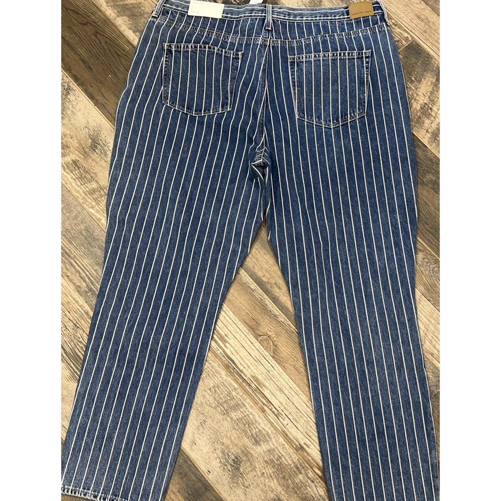 New $50 American Eagle Women's Pinstripe Mom Jeans High Rise Size 20 Long 40x30 - Picture 7 of 9
